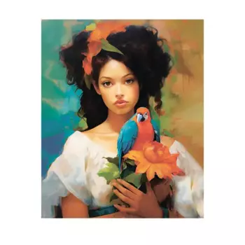 Картина на холсте Fbrush Девушка с попугаем 40x50 см