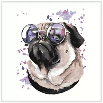 Картина на холсте Мопс 30x30 см