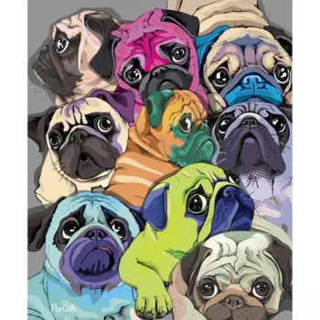 Картина на холсте "Мопсы" 40x50 см