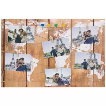 Картина на холсте под фотосет Карта с прищепками 40х60 см