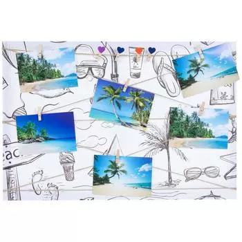 Картина на холсте под фотосет Отпуск с прищепками 40х60 см, цвет чёрно-белый