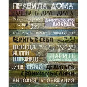 Картина на холсте «Правила дома» 40x50 см цвет холодный