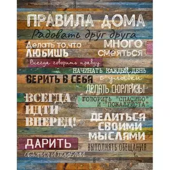 Картина на холсте «Правила дома» 40x50 см цвет тёплый