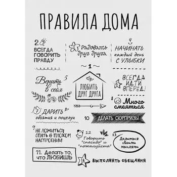 Картина на холсте «Правила дома» цвет белый 40х50 см