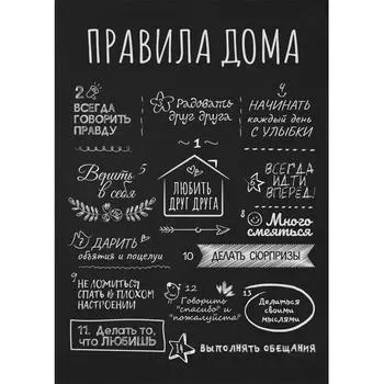 Картина на холсте «Правила дома» цвет черный 50х70 см