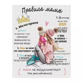 Картина на холсте Правила мамы 30x40 см