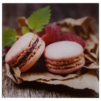 Картина на стекле 30x30 см Макаруны