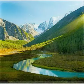 Картина на стекле 40х40 см «Горная река»