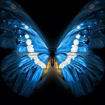 Картина на стекле «Бабочка голубая» 40х40 см