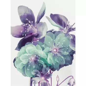 Картина на стекле "Цветы бирюза" 60x80 см