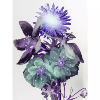 Картина на стекле "Цветы бирюзово-серые" 60x80 см