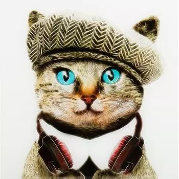 Картина на стекле «Кот в берете» 40x40 см