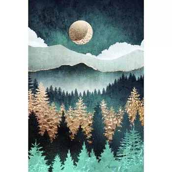 Картина на стекле «Лес и луна 2» 40x60 см