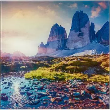 Картина на стекле «Восход на озере» 30х30 см