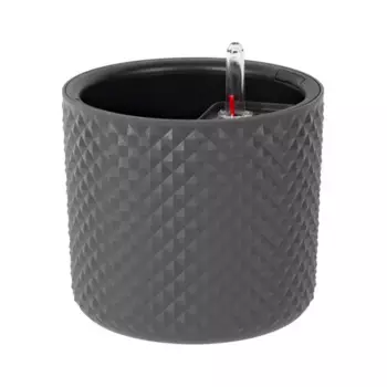 Кашпо для цветов Фасет 18 h16.5 см v3.5 л с автополивом полипропилен графитовый