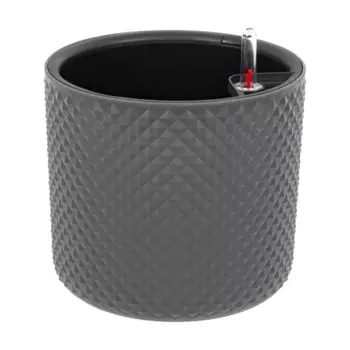 Кашпо для цветов Фасет 22 h20 см v6.2 л с автополивом полипропилен графитовый