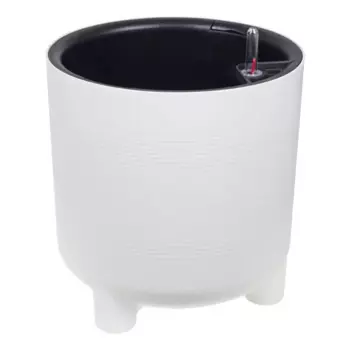 Кашпо для цветов Idea Шэнк 27.5 h28.7 см v13.5 л пластик с автополивом на ножках белый