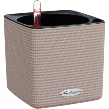 Кашпо для цветов Lechuza Кьюб колор 13488 16 см пластик песочный