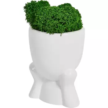 Кашпо для цветов Мини человечек 6x6 см h8.3 см глина белый