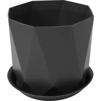 Кашпо для цветов Призма 13 h11 см v1 л пластик графитовый