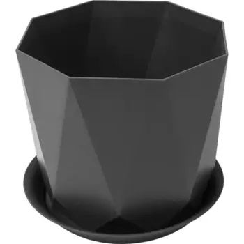 Кашпо для цветов Призма 18 h15 см v2.6 л пластик графитовый