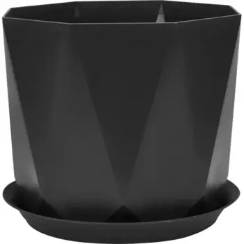 Кашпо для цветов Призма 22 h19 см v4.7 л пластик графитовый