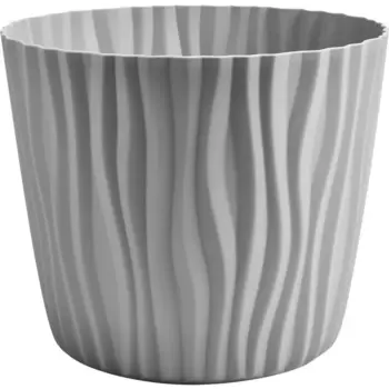 Кашпо для цветов Волна 16 h13.5 v2 л пластик серый