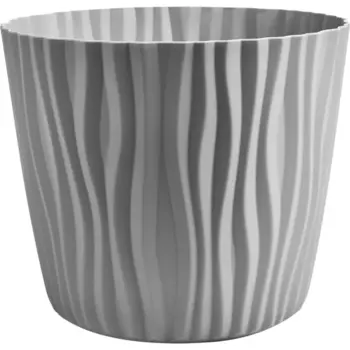 Кашпо для цветов Волна 25 h21.5 v8 л пластик серый
