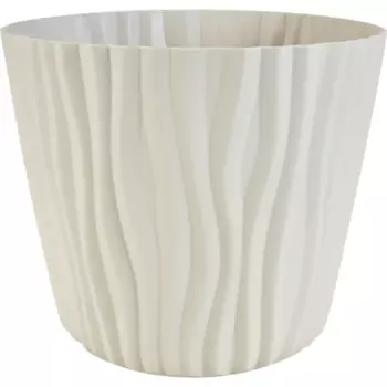 Кашпо для цветов Волна 25 h21.5 v8 л пластик бежевый