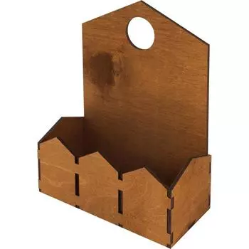 Кашпо подвесное Забор 23x10x29 см дерево коричневый