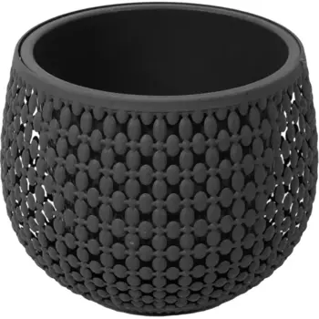 Кашпо со вставкой Пирула 18 h14 см v1.5 л пластик графитовый