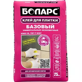 Клей для плитки Боларс Базовый, 25 кг