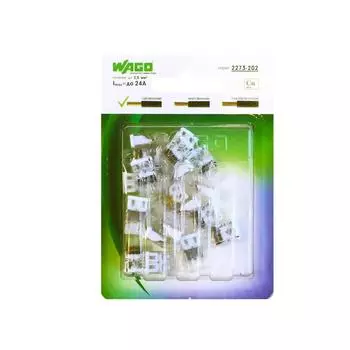 Клемма соединительная Wago 2273-202, 2 разъёма под провода, 10х5.8х16.7 мм, поликарбонат, 20 шт.