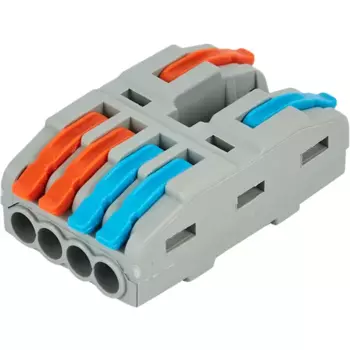 Клеммы разветвительные рычажковые Duwi СМК-524 PRO 2x4-проводные 4мм серые 4шт 26660 4