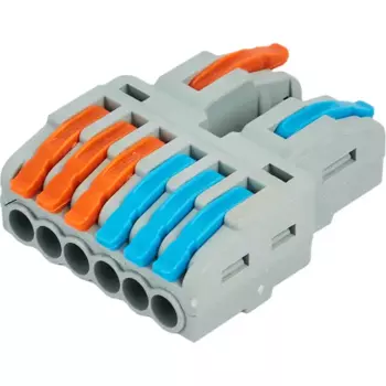 Клеммы разветвительные рычажковые Duwi СМК-526 PRO 2x6-проводные 4мм серые 4шт 26661 1