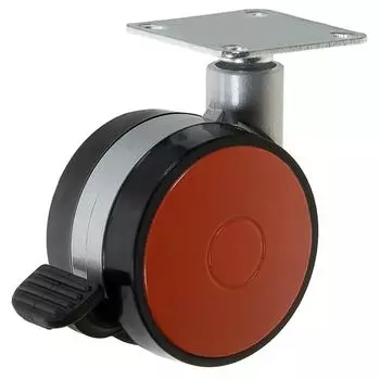 Колесо Boyard N107BL/RD, 60 мм поворотное с тормозом, цвет красный