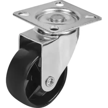 Колесо для мебели поворотное STANDERS без тормоза, площадка, для мягкого пола, 50 мм, до 35 кг, цвет чёрный