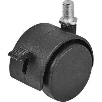 Колесо для мебели поворотное STANDERS с тормозом, с резьбой, для мягкого пола, 50 мм, до 40 кг, цвет чёрный