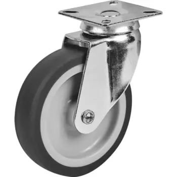 Колесо для оборудования поворотное STANDERS без тормоза, площадка, для твёрдого пола, 100 мм, до 70 кг, цвет серый