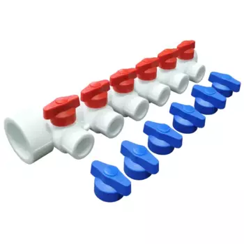 Коллектор 6 выходов с кранами Valfex 40x20 мм полипропилен