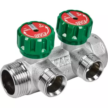 Коллектор Far FK 3821 134 на 2 выхода 1"x3/4" латунь