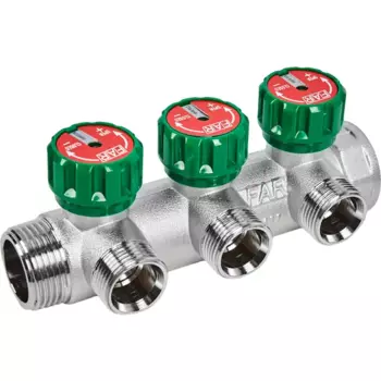 Коллектор Far FK 3822 134 на 3 выхода 1"x3/4" латунь