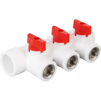 Коллектор РВК на 3 выхода с кранами 32 мм х 1/2" полипропилен