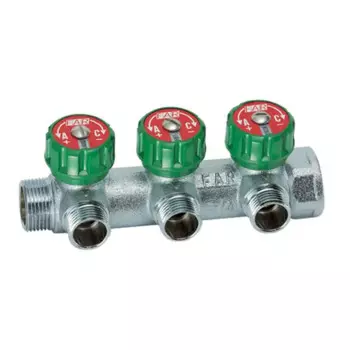 Коллектор распределительный FAR FK 3822 112UN 1"x1/2" евроконус 3 выхода латунь