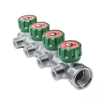 Коллектор распределительный FAR FK 3824 112UN 1"x1/2" под плоское уплотнение 4 выхода латунь