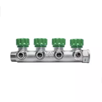 Коллектор распределительный FAR FK 3824 3412UN 3/4"x1/2" евроконус 4 выхода латунь