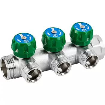 Коллектор регулирующий Stout на 3 отвода 1"x3/4" латунь