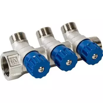 Коллектор с регулирующими вентилями и наружной резьбой Valtec на 3 выхода 3/4"x1/2" VTc.560.N.0503