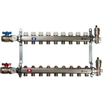 Коллектор Stout на 9 выходов 3/4"x3/4" нержавеющая сталь