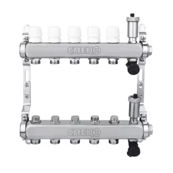 Коллекторная группа для радиаторов Спец 1"х3/4" евроконус 5 выходов нержавеющая сталь